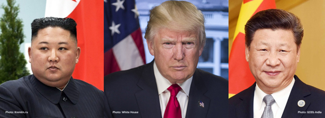 Leaders of North Korea, USA and China