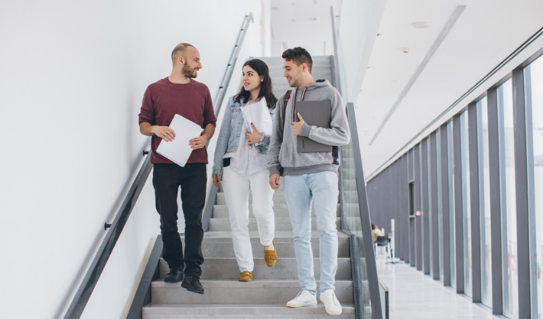 People standing on the stairs