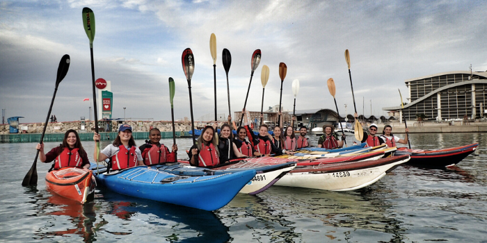 Students in Kayaks