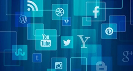 Blue background of social media logs