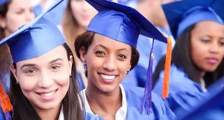 Graduates at graduation ceremony