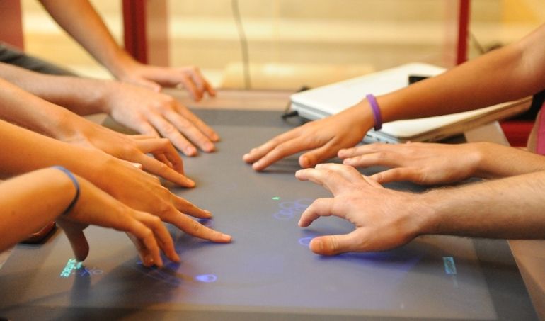 hands on table